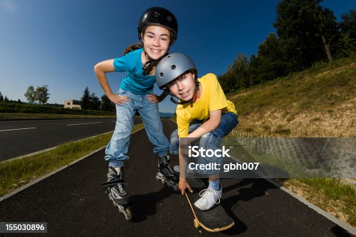 istock Girl and boy training outdoor 155030896