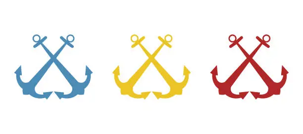 Vector illustration of anchors icon on a white background, vector illustration