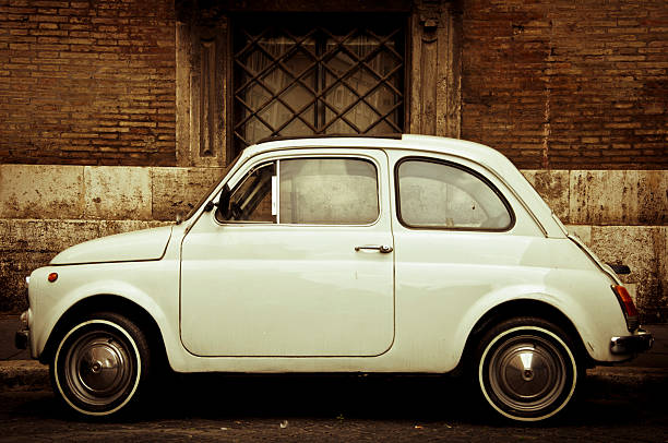istock Vintage White Fiat 500 in Rome 155033076