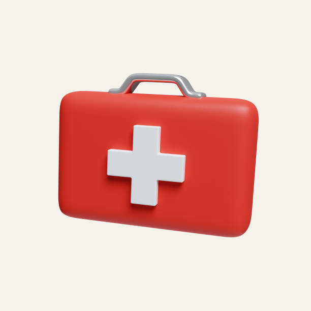 istock 3d First aid kit. icon isolated on white background. 3d rendering illustration. Clipping path. 1550331370