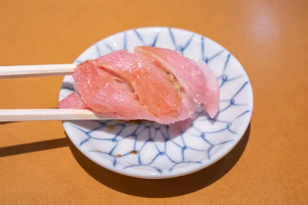Tuna Ootoro at Conveyor-belt Sushi