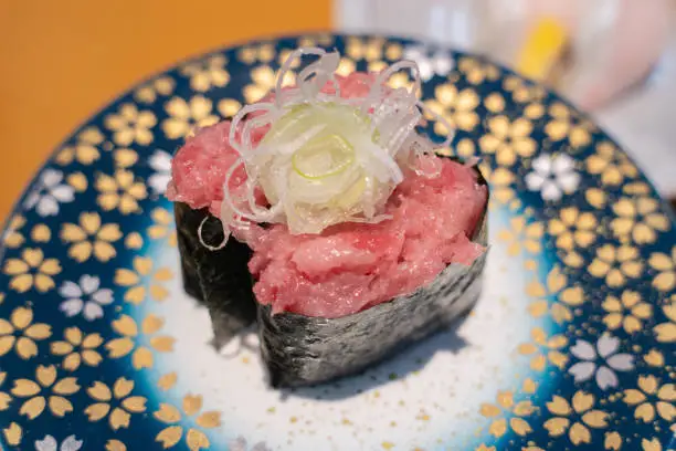 Tuna Negitoro Gunkan at Conveyor-belt Sushi
