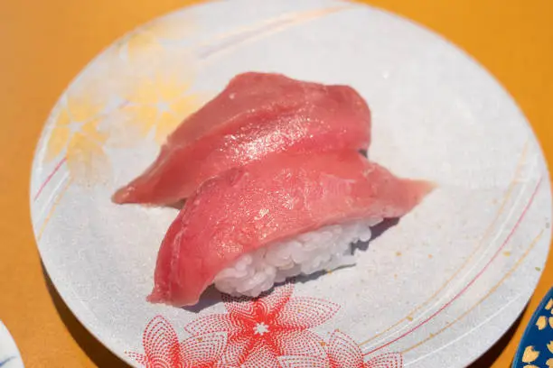Red meat of tuna at Conveyor-belt Sushi