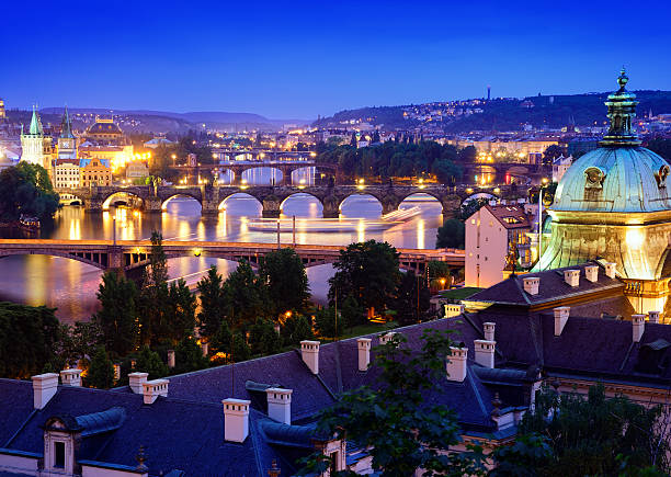 istock Bridges of Vltava river at twilight, Prague 155033423