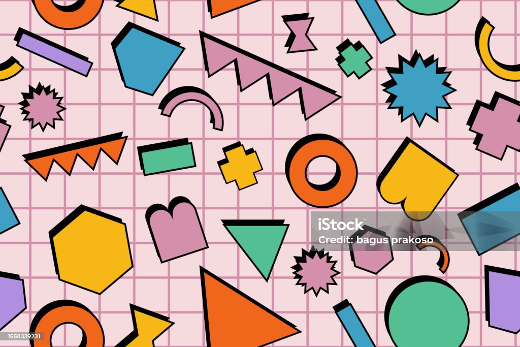 90s Block Pattern 90s Seamless Pattern Colourful Style Retro Background Or Retro 80s ...