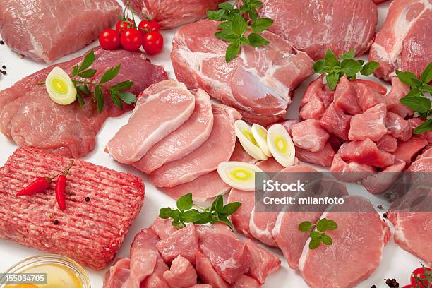 Foto de Variedade De Carnes Cruas e mais fotos de stock de Bife - Bife, Carne, Carne de Porco