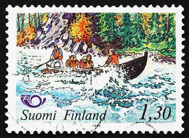 istock Postage stamp Finland 1983 Kitkajoki River Rapids 155036991