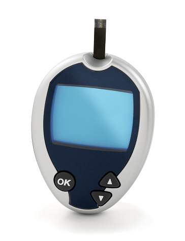 Blood glucose meter. Add your own text. Clipping path for screen included.