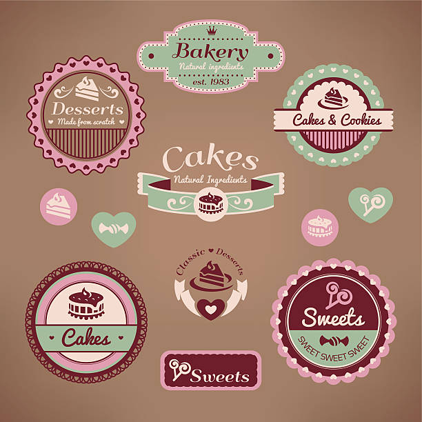 set of vintage bakery labels vector art illustration