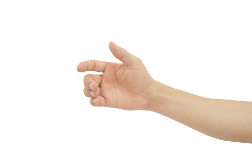 Young man hand gesture isolated on white background included clipping path.