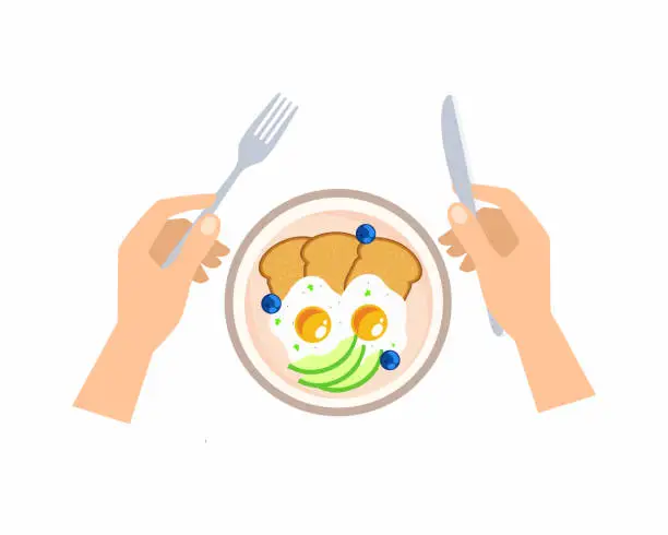 Vector illustration of women eating breakfast