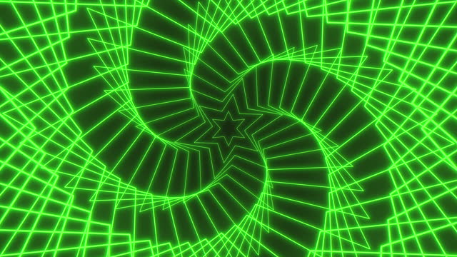 Pulse trace neon green stars in helix on black gradient