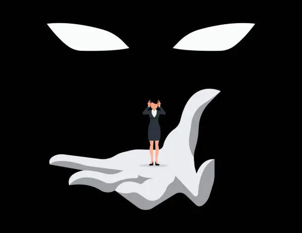 Vector illustration of Business under pressure vector concept, Symbol of stress. Businesswoman pressured by business power