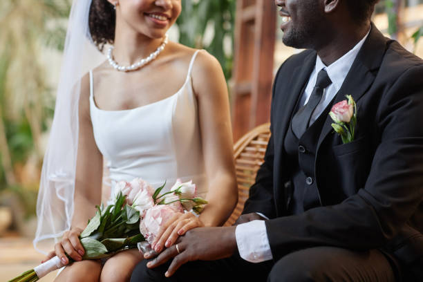 istock Black couple getting married and spending time together before wedding ceremony 1550451413