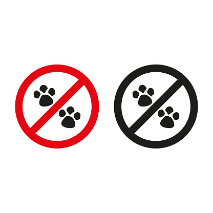 Ban on animals. Do not use pets. Do not walk dogs. No to the dog. Vector illustration. EPS 10. stock image.