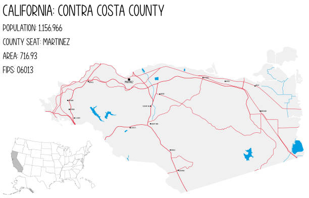 Map Of Contra Costa County In California Usa Stock Illustration Map Of Contra Costa County In California Usa 