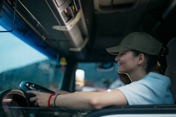 istock Female truck driver 1550516000