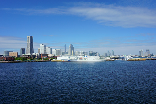 Kanagawa Prefecture Japan - Sept 15, 2019: Minato Mirai one of the most popular and best loved areas in Yokohama. Blue skies, nice weather