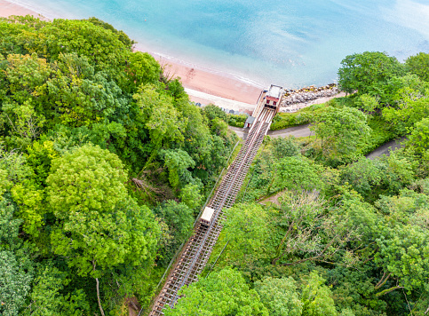 Over the Babbacombe Cliff Railway (funicular) on the coast in Torquay.