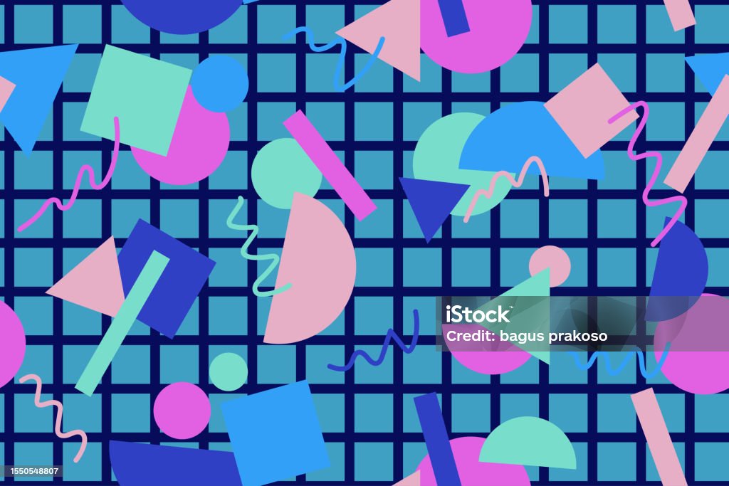 90s Block Pattern 90s Seamless Pattern Stock Illustration - Download Image Now - 1980 ...