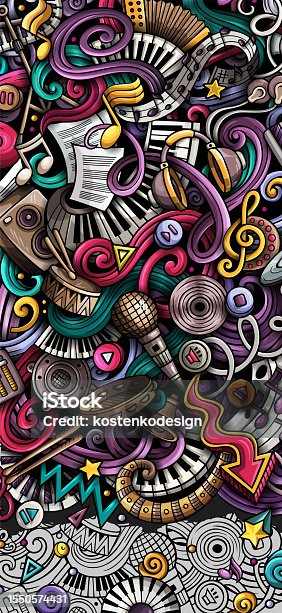 istock Music hand drawn doodle banner. Cartoon detailed illustrations. 1550574431