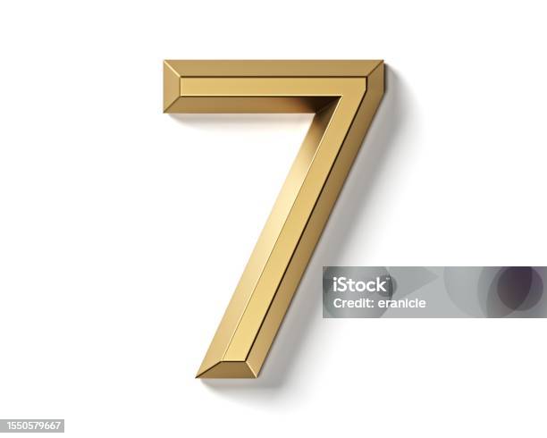 Digit Made Of Gold Stock Photo - Download Image Now - Financial Figures, Number, Number 7