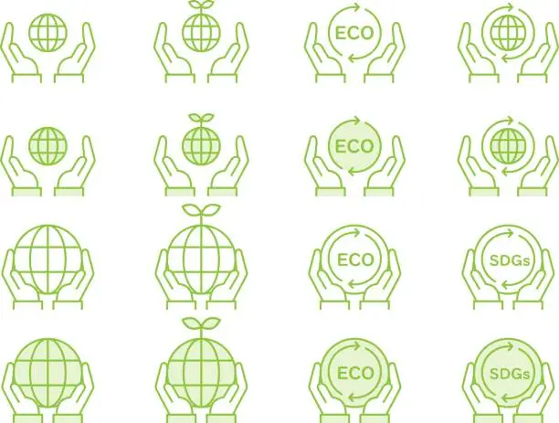 Vector illustration of Vector Green Environmental Icon Set