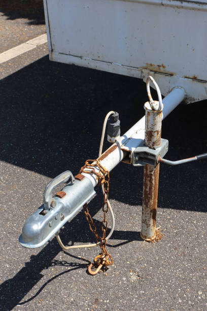 Trailer hitch in the parking lot
