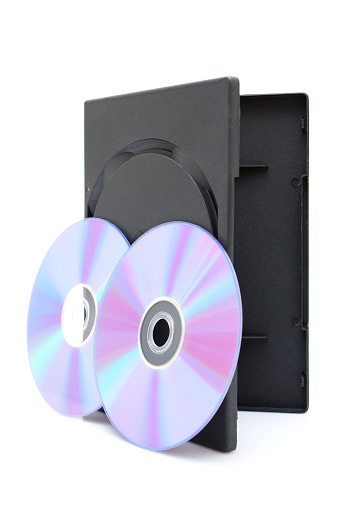 CD,DVD and case isolated on white background. 