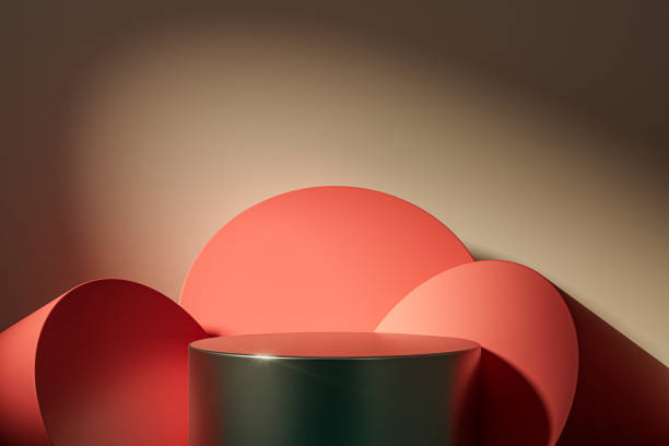 3d presentation background with pedestal or dais in the room illuminated by sunlight
