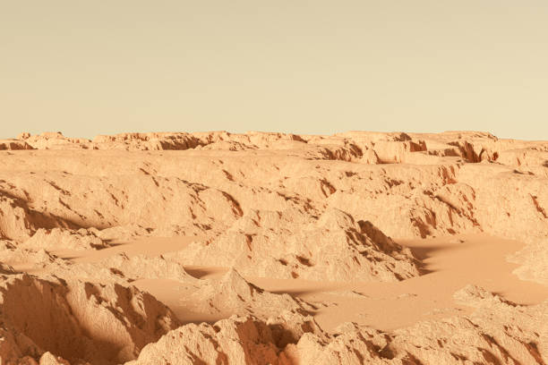 3d illustration of Martian landscape with mountains and rocks