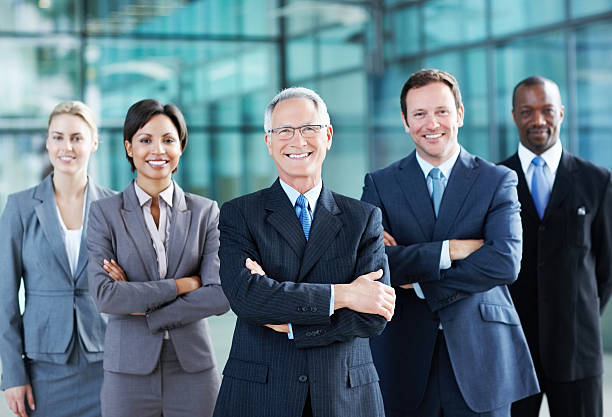 istock Smiling multi racial business team 155068791