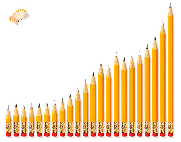 istock Growing chart made of yellow pencils 155068964