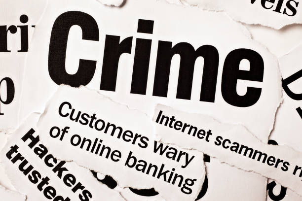 istock Newspaper headlines on crime, especially computer-related scames and hacking 155069199