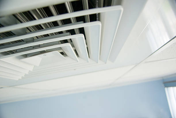 ventilation system; air condition vent in office ceiling close up  air duct photos stock pictures, royalty-free photos & images