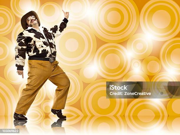1970s Vintage Rich Cowboy Disco Dance Move On Brown Stock Photo - Download Image Now