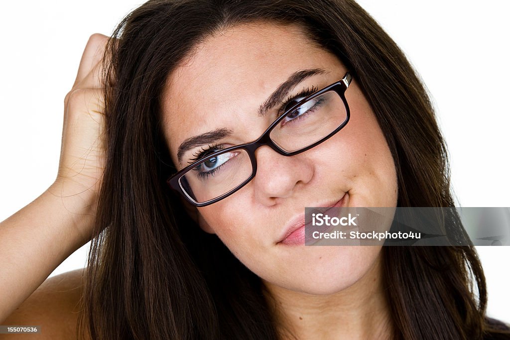 여자 긁음 머리를 - 로열티 프리 안경 스톡 사진