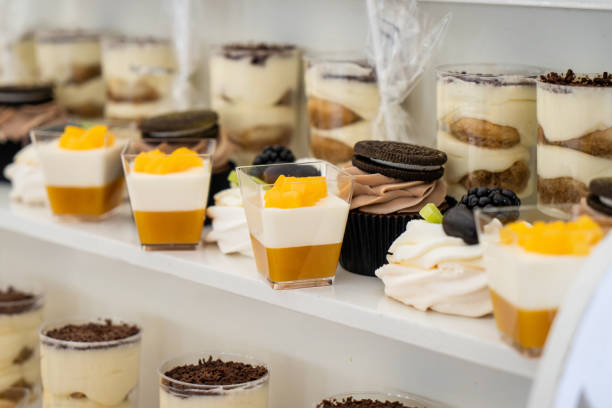Wedding sweets, decorated tables, decorations and cupcakes, delicious cakes and delicacies