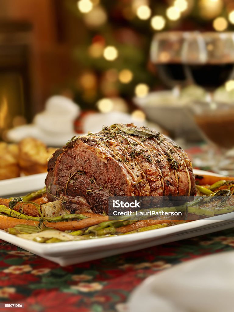 Christmas Roast Beef Dinner  Christmas Stock Photo