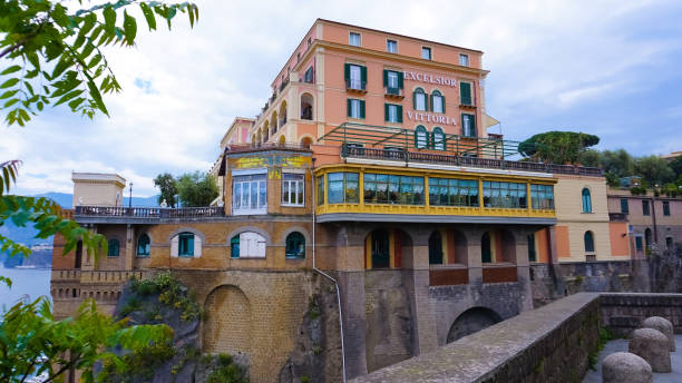 Sorrento, Italy - May 27, 2023: Grand Hotel Excelsior Vittoria - the hotel is included in the Historic hotels in Italy system and is one of the leading hotels of the world Excelsior system.