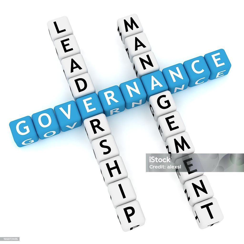Blue letters spell governance in crossword  Block Shape Stock Photo