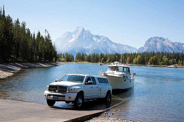 Launching at Boat Ramp  towing stock pictures, royalty-free photos & images