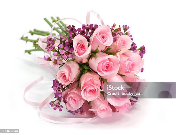 Pink And Mauve Rose Flower Bouquet Isolated On White Shadows Stock Photo - Download Image Now