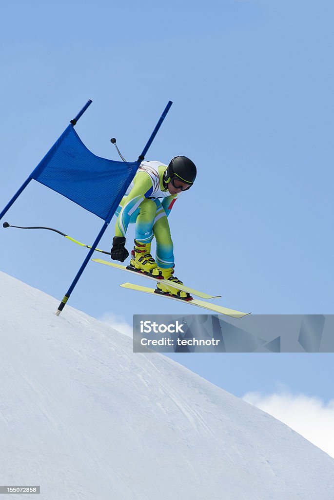 Recto de downhill - Royalty-free Esqui - Esqui e snowboard Foto de stock