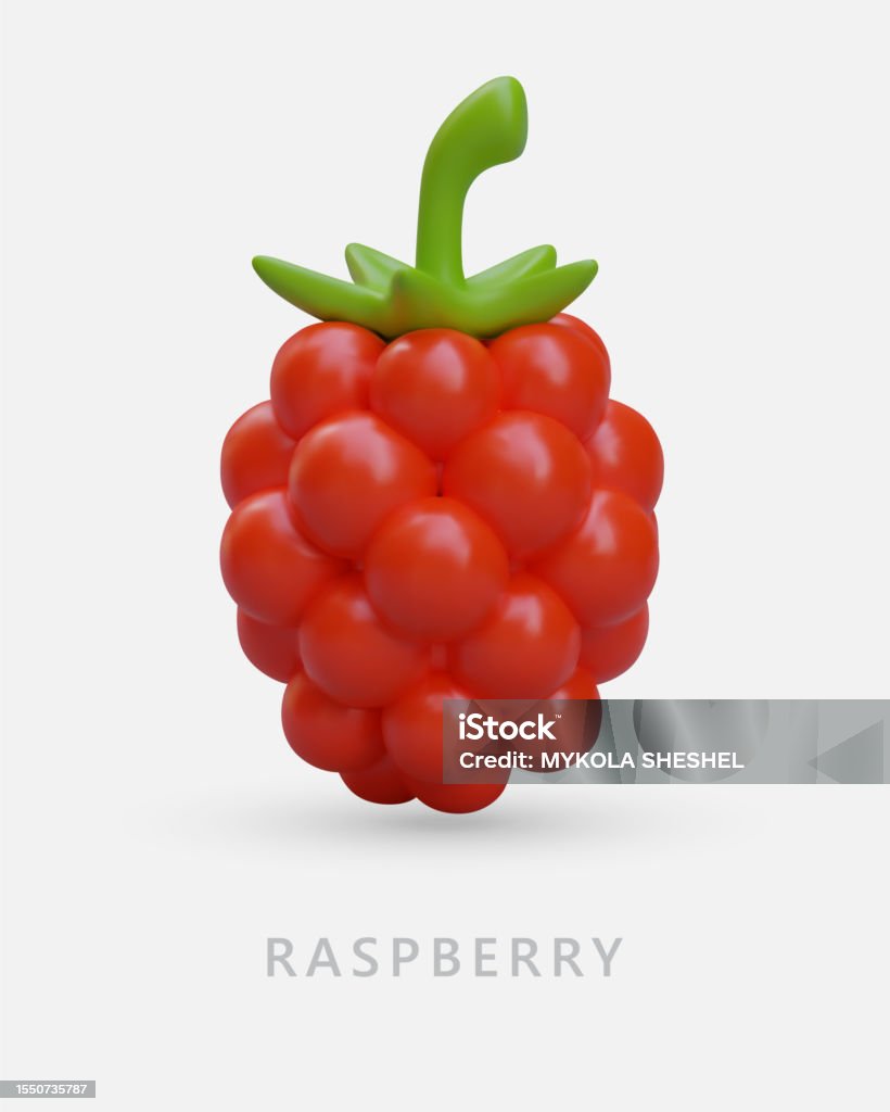 Example Is For Raspberry Poster Vertical Poster With 3d Single Red Raspberry Educational Card With ...