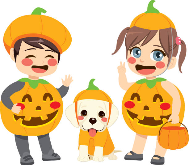 Halloween Pumpkin Kids vector art illustration