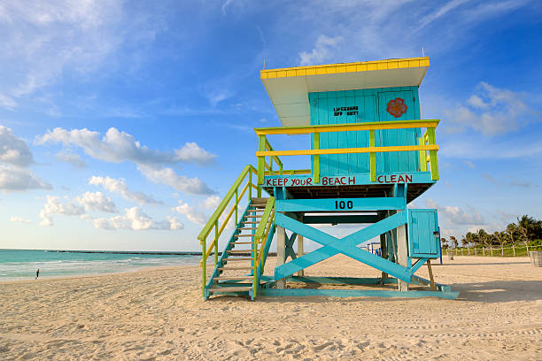 istock lifeguard hut on Miami South Beach at sunrise 155074264