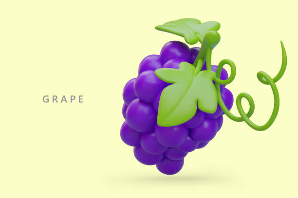 istock Bunch of blue grapes with green leaves and tendrils. Vector banner with realistic illustration 1550744425
