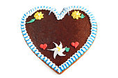 A gingerbread love heart shaped cookie