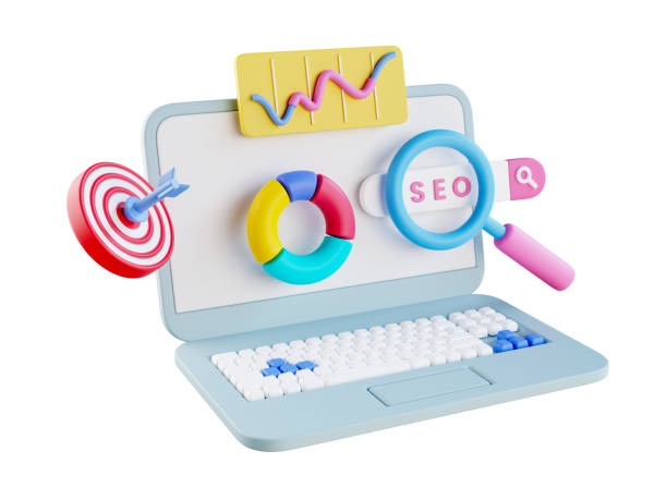istock 3D SEO Optimization, web analytics and seo marketing social media concept. SEO interface for website strategy and research planing, search engine traffic. 3D rendering 1550750456